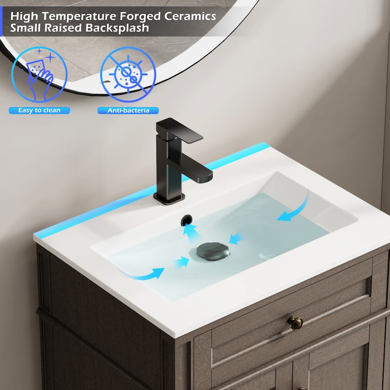 Retro Bathroom Vanity W/ Drop in Sink Combo Cabinet Set