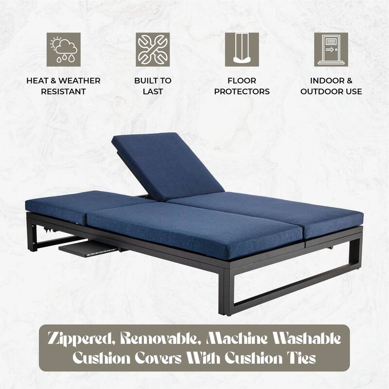 Chelsea Polyester Fabric Outdoor Lounge Chair with Four-Level Adjustable Backrest and Powder-Coated Aluminum Frame