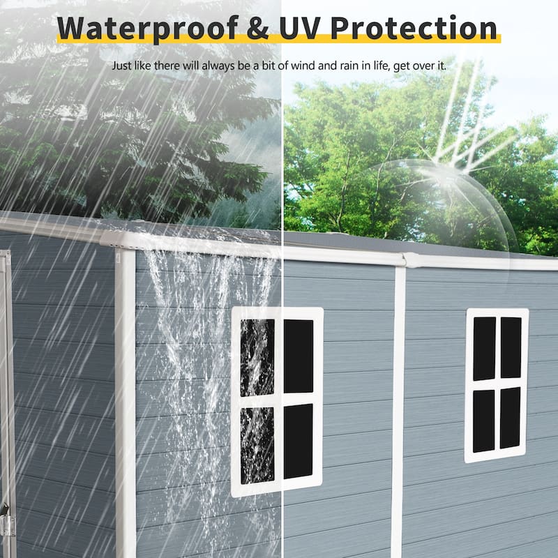 Resin Outdoor Garden Shed with Lockable Door Storage Shed, UV-Protected, Weatherproof Floor for Backyard