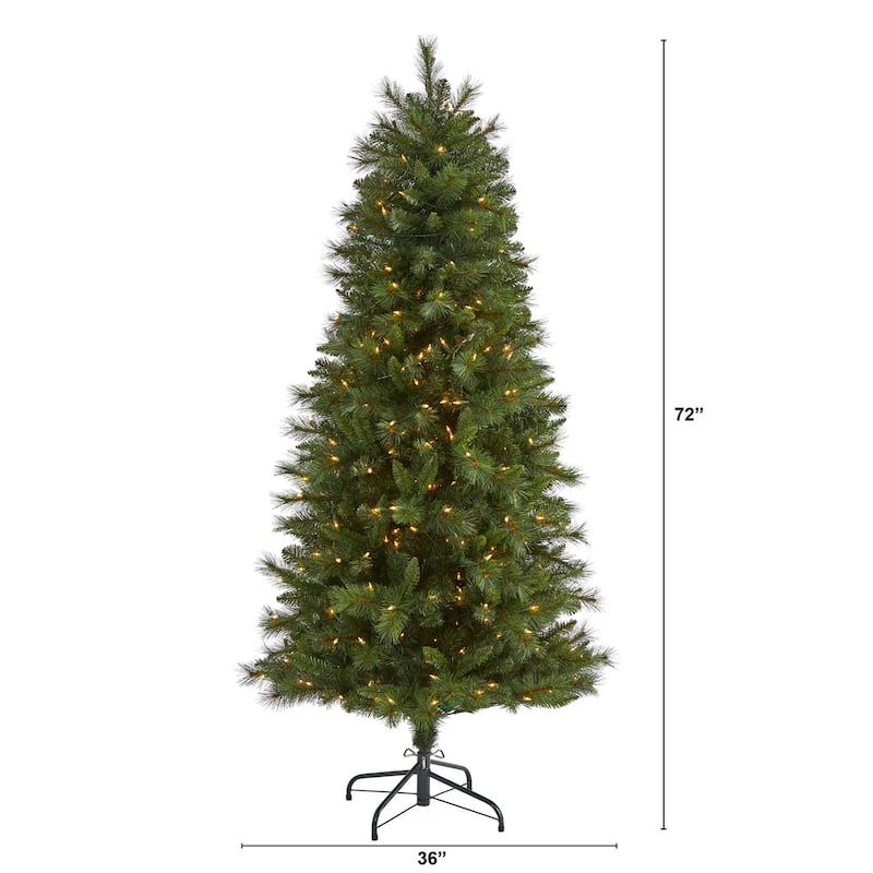 6Ft Slim Artificial Christmas Tree with Lights - Pre-Lit Holiday Decor, Realistic Pine Tree for Home - Green - 72