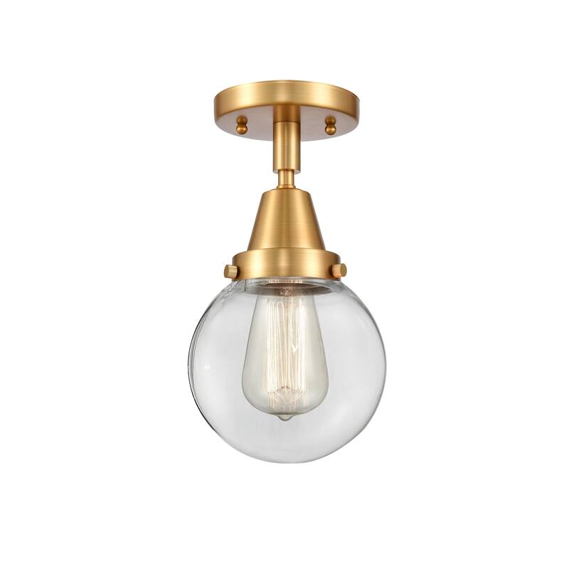 Innovations Lighting 447-1C-11-6 Beacon Flush Mount Beacon 6" Wide - Satin Gold / Clear