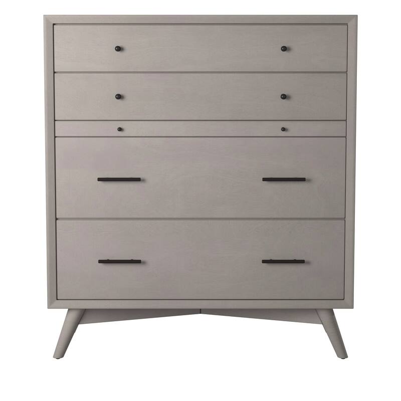 HomeRoots 38" Gray Solid Wood Four Drawer Standard Chest