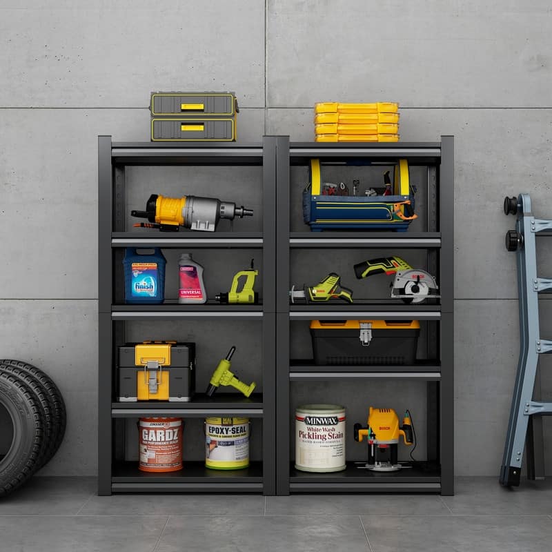 5 Tier Heavy Duty Metal Garage Shelving Storage with Adjustable Shelves，31.5"W*15.7"D*63"H