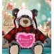 preview thumbnail 5 of 3, DolliBu Happy Mothers Day Super Soft Plush Red Plaid Outfit Black Bear - 9 inches