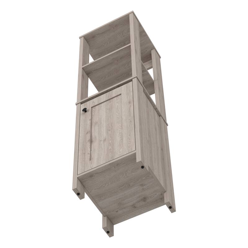 Linen Cabinet With Two Open Shelves And Single Door