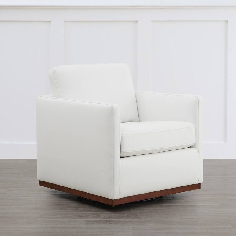 Spruce & Spring Modern Swivel Accent Chair with Wooden Base