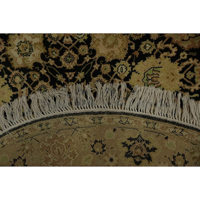 Hand Knotted Oriental 100% Wool Carpet Traditional All-Over Black Ziegler Area Rug - 4' 2'' X 4' 2''