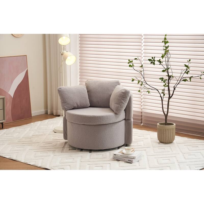 Teddy Fabric Swivel And Storage Chair