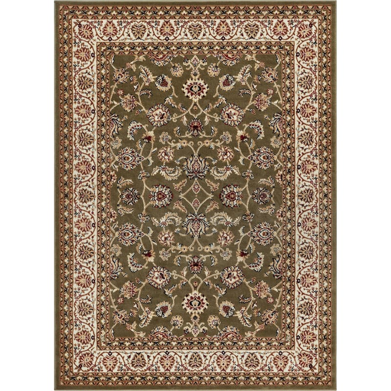 Well Woven Oriental Detailed Palace Green Area Rug - 5'3" x 7'3"