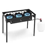 Double 2 Burner Propane Gas Stove-Portable Cooker Camp Stove-Table Top  Glass STYLE Cast Iron Burner