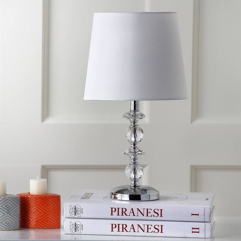 SAFAVIEH Lighting Meghan 15-inch Grey Shade Stacked Crystal Orb Table Lamp (Set of 2) - 9"x9"x15" - 9Wx9Dx15H