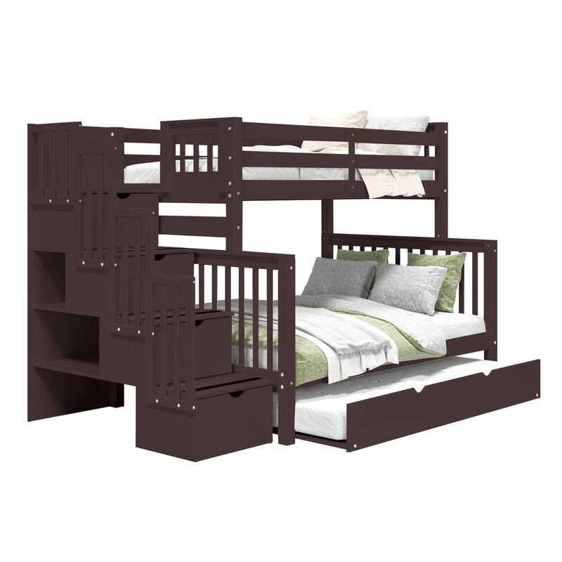 Taylor & Olive Trillium Twin over Full Stairway Bunk Bed, Full Trundle