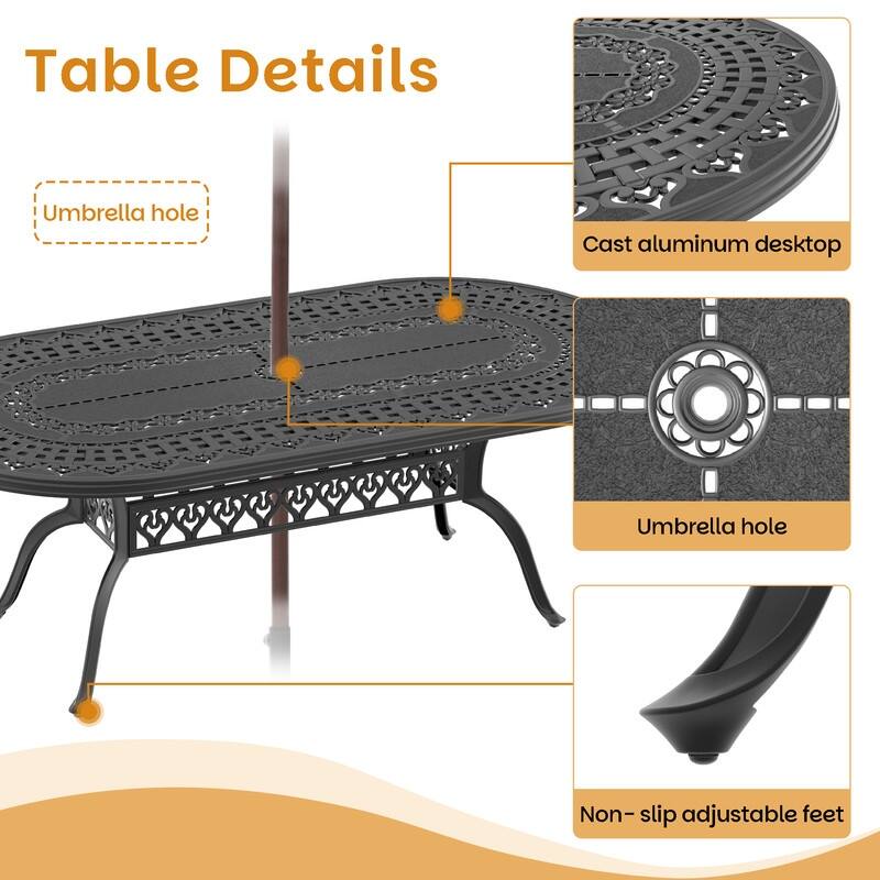 Traditions 7-Piece Patio Outdoor Dining Set with 6 Dining Chairs and Oval Table, Rust Free