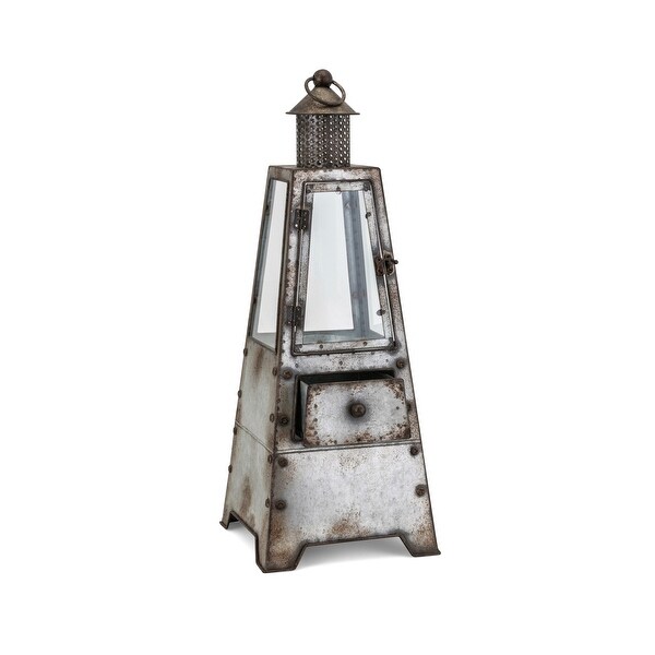 IMAX Home 26828 Hattie 9" Wide Iron Lantern Style Candle Holder - Gray