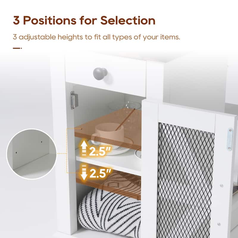 Side Table with Charging Station with Storage Shelf and Drawers