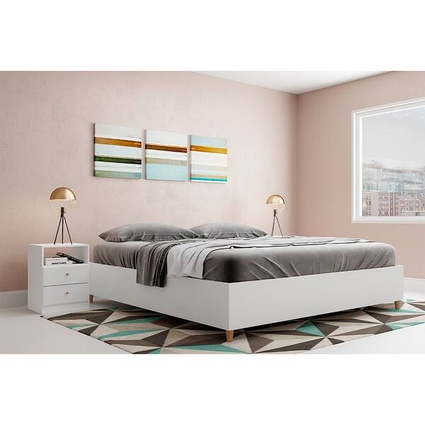 Mid-century Platform Bed with Headboard
