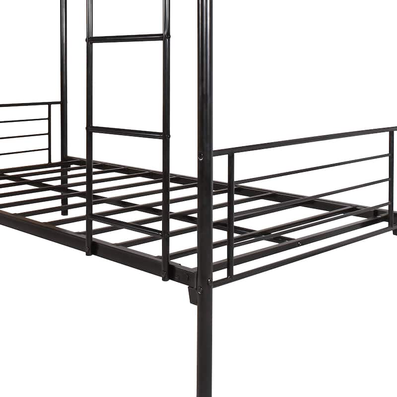 Metal Bunk Bed Twin Over Twin, Teens Bunkbeds Heavy Duty Bed with Safety Guard Rails Steel Bed for School Bedroom