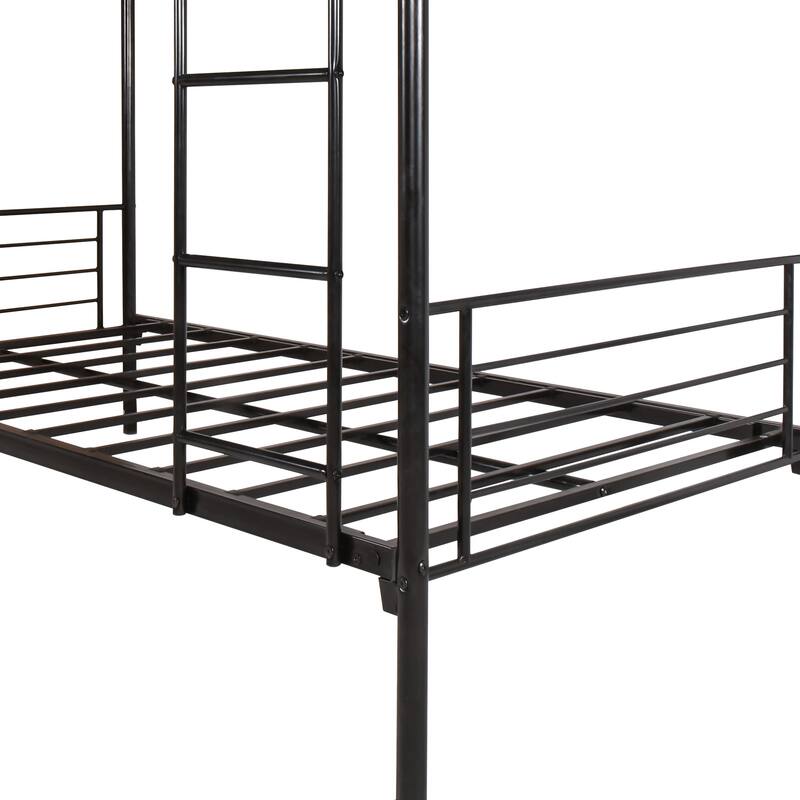 Twin over Twin Metal Bunk Bed, Frame with Ladder, Space-Saving Design for Bedroom