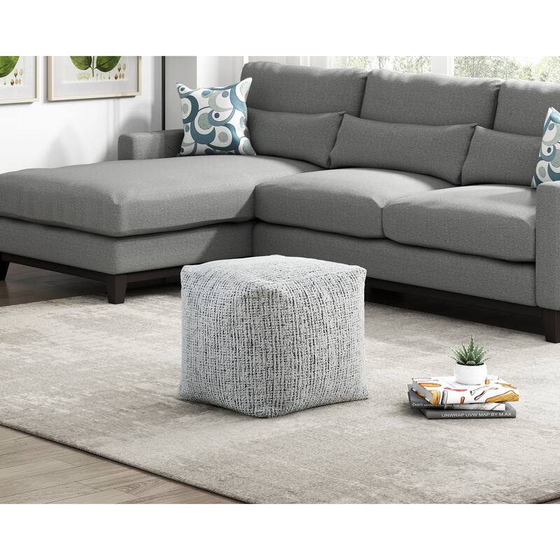 Square Pouf Chenille Fabric Upholstery Modern Ottoman, Footstool, Non-Slip Floor Pouf, Bean Bag Chair, 1pc Sitting Pouf - Multi