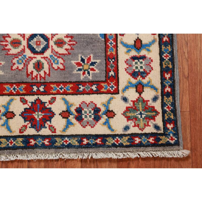 Traditional Gray Kazak Oriental Foyer Rug Hand-Knotted Wool Carpet - 2'0"x 3'0"