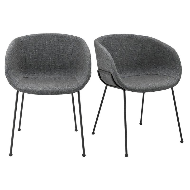 HomeRoots Set of Two Gray and Black Upholstered Fabric Dining Arm Chairs - 22.05' X '29.34' X '22.05