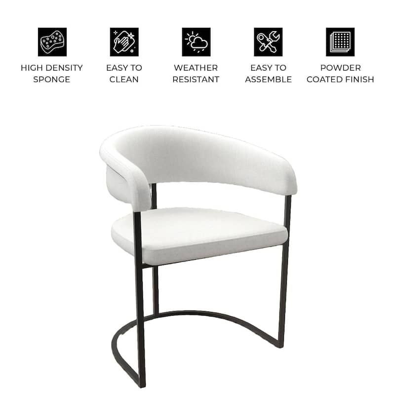 LeisureMod Set of 4 Aero Upholstered Leather Dining Side Chair - Contemporary Arm Chair with Black Iron Frame