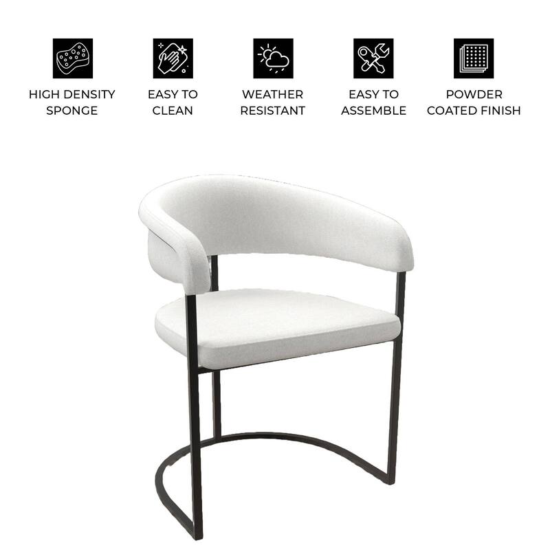 LeisureMod Set of 2 Aero Upholstered in Leather Dining Chair in Iron Accent Armchair in Polyester for Home & Kitchen