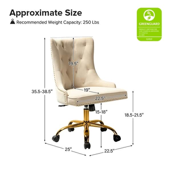VINGLI Modern Velvet Small Office Chair,Cute Desk Chair