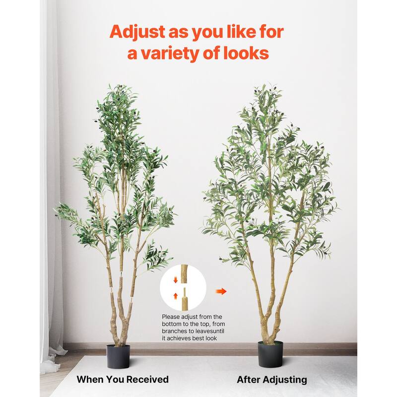 7 ft Artificial Olive Tree with Flexible Branches and Sturdy Base for Home or Office Decoration - 35.43 x 42.13 x 84.65 in
