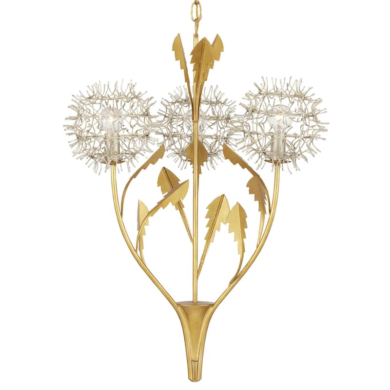 Currey & Company Dandelion Silver & Gold Pendant - 28.75"h x 22.75"dia - 28.75"h x 22.75"dia - Contemporary Silver and Gold Leaf