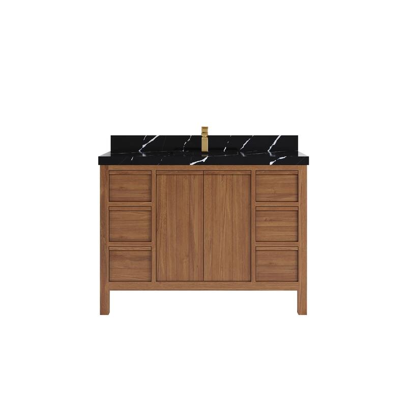 Willow Collections 48 in. W x 22 in. D Elizabeth Solid Teak Single Sink Bathroom Vanity with Countertop