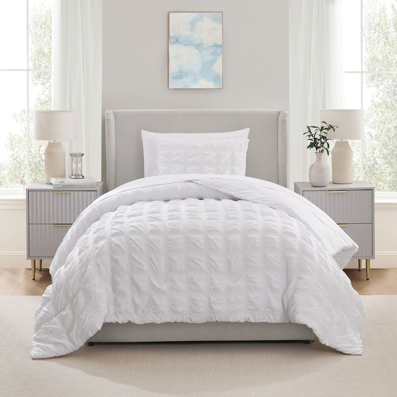 Empyrean Modern Comforter Seer Sucker - White - Twin
