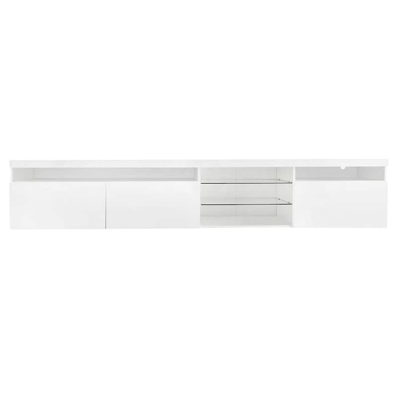 Unique Design TV Stand with 2 Glass Shelves