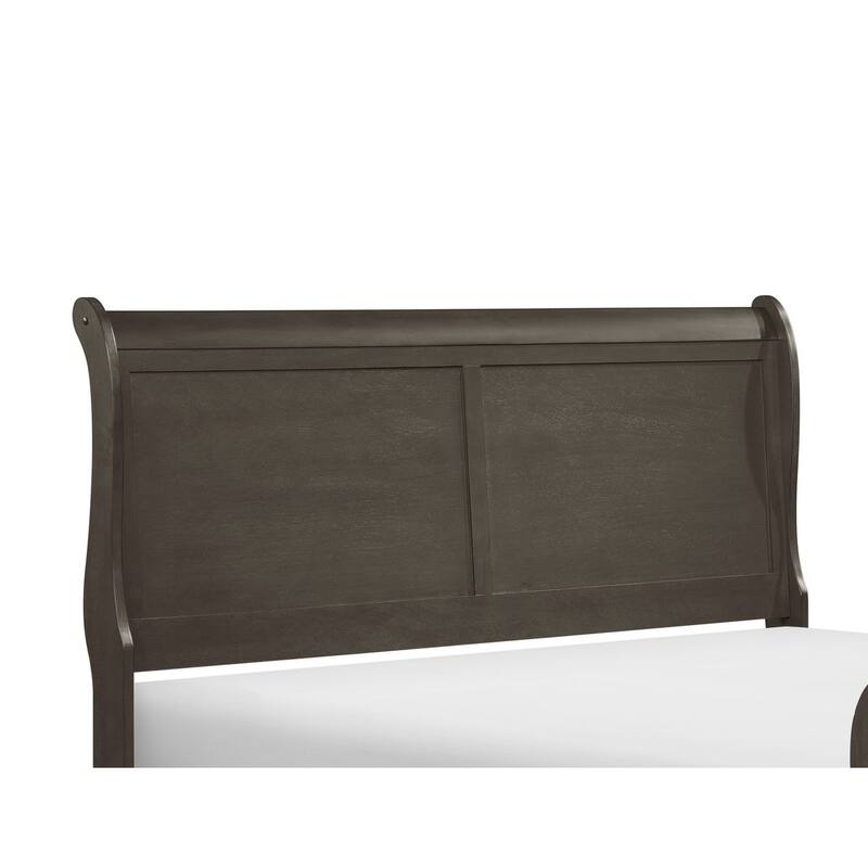 Traditional Queen Size Sleigh Bed with Stained Gray Finish