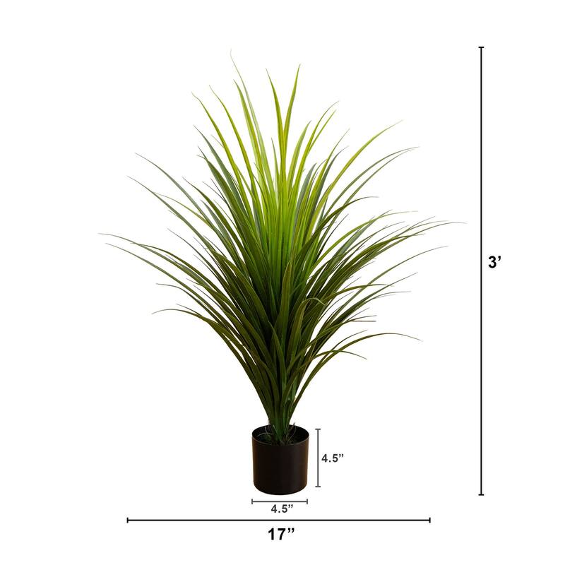 Potted Outdoor Artificial Grass Plant - 3' - Green