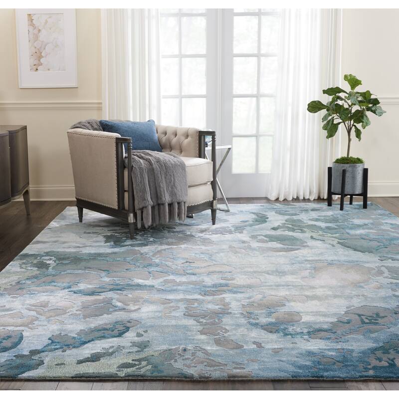 Nourison Hand-tufted Prismatic Abstract Contemporary Blue Grey Area Rug