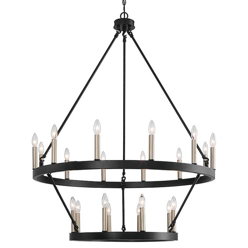 The Gray Barn Highclere Farmhouse 20-light Wagon Wheel Chandelier - 40"x40"x 47.83"