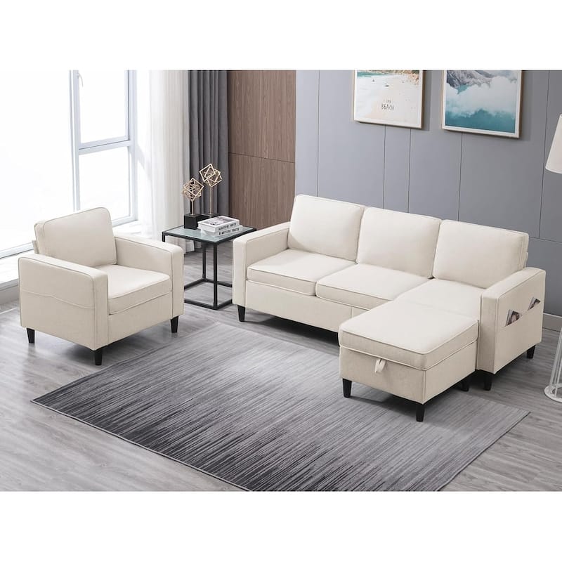 Mixoy Convertible Living Room Furniture Set-Single Sofa/Loveseat/3-Seat Sofa with Ottoman for DIY Combination