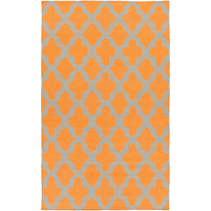 Hand-Woven Ashley Lattice Reverisble Flatweave Wool Area Rug - 5' x 8'