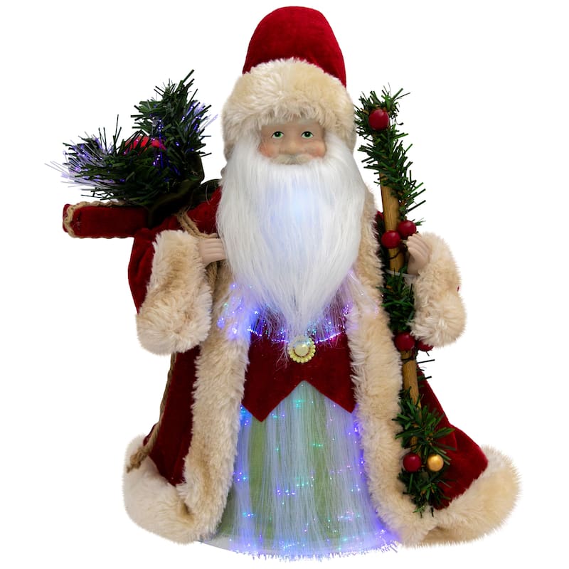Lighted Color-Changing Fiber Optic Santa Claus Christmas Tree Topper - 12"