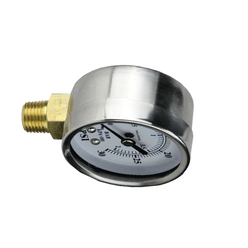 2.75 (50mm) Silver and White Side Mount Stainless Steal Pressure Gauge