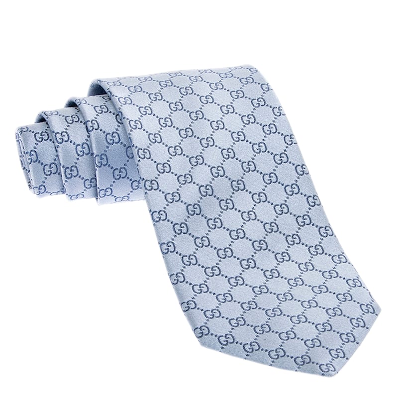 Gucci GG Silk Tie - Light Blue + Blue