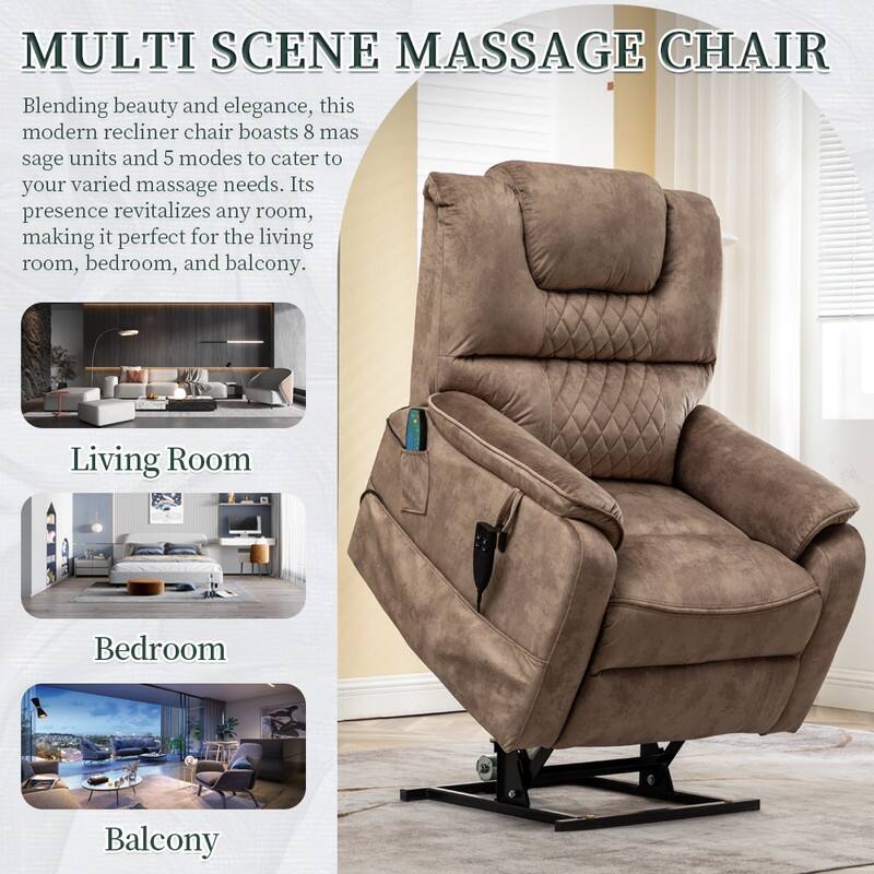 Best Choice Leather Dual Motor Power Lift Recliners - Lift Assist Recliner with Massage/Heating 400lbs