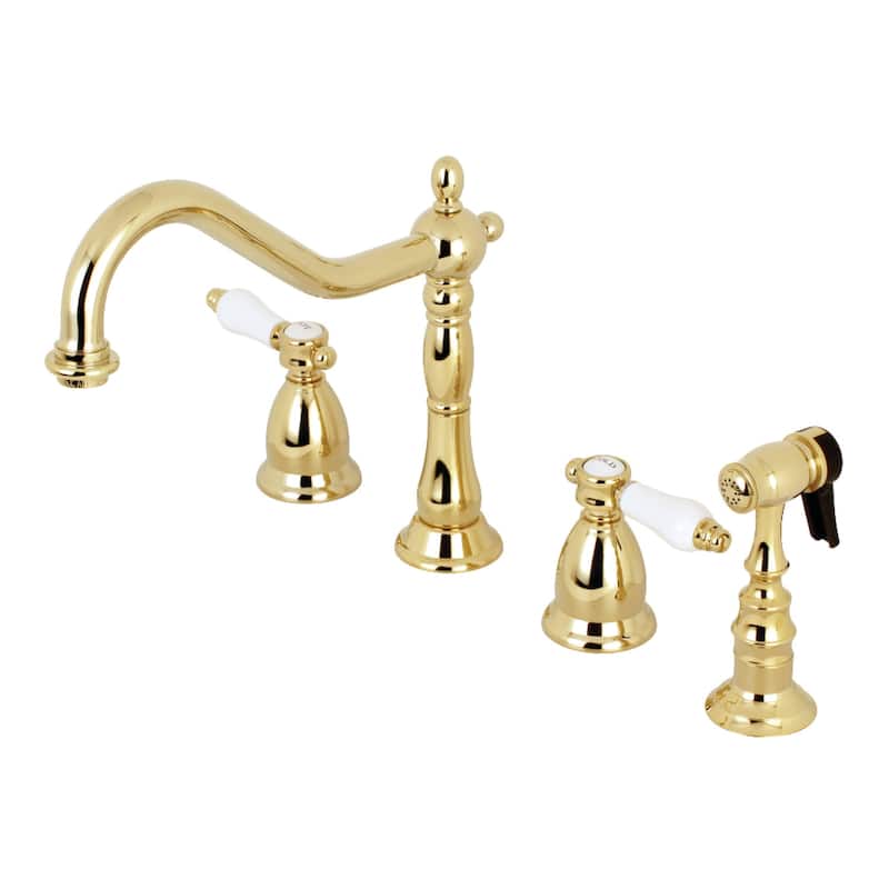 Kingston Brass Victorian Porcelain-Handle Kitchen Faucet w/ Side Sprayer