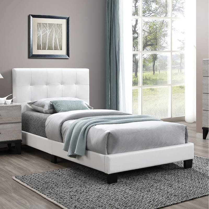 Poundex Platform Twin Bed - White