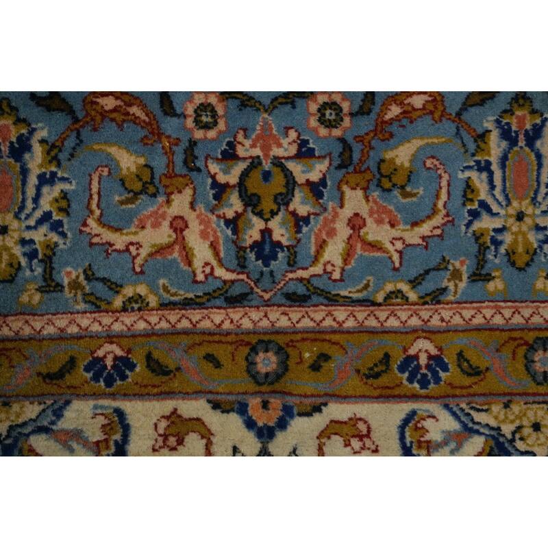 Hand Knotted Oriental 100% Wool Carpet Traditional Floral Beige & Ivories Kashan Area Rug - 10' 5'' X 6' 8''
