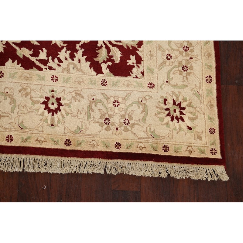 Vegetable Dye Floral Agra Oriental Area Rug Hand-knotted Wool Carpet - 7'1" x 7'1" Square