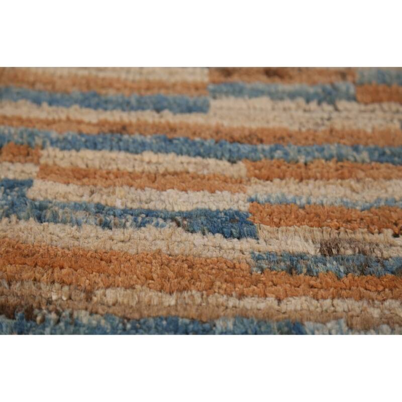 Striped Moroccan Oriental Area Rug Handmade Wool Carpet - 6'9" x 9'9"
