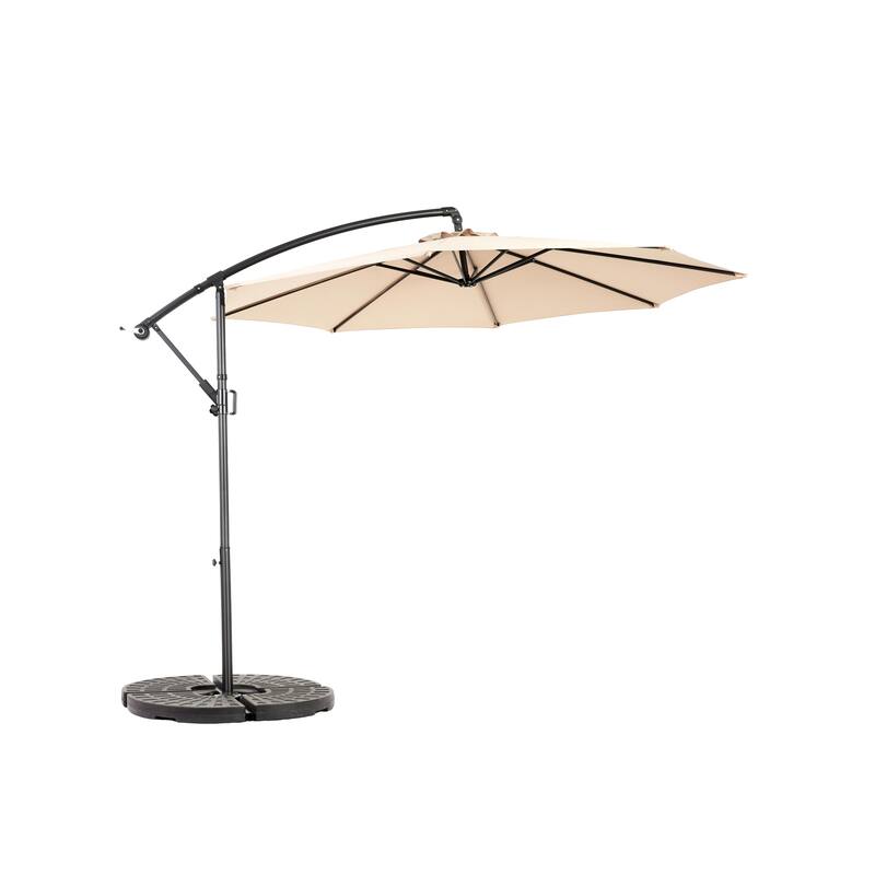 Hanging Patio Umbrella Polyester Parasol with Tilt Adjustment 8 Ribs, for Backyard Poolside - (Dark Green)
