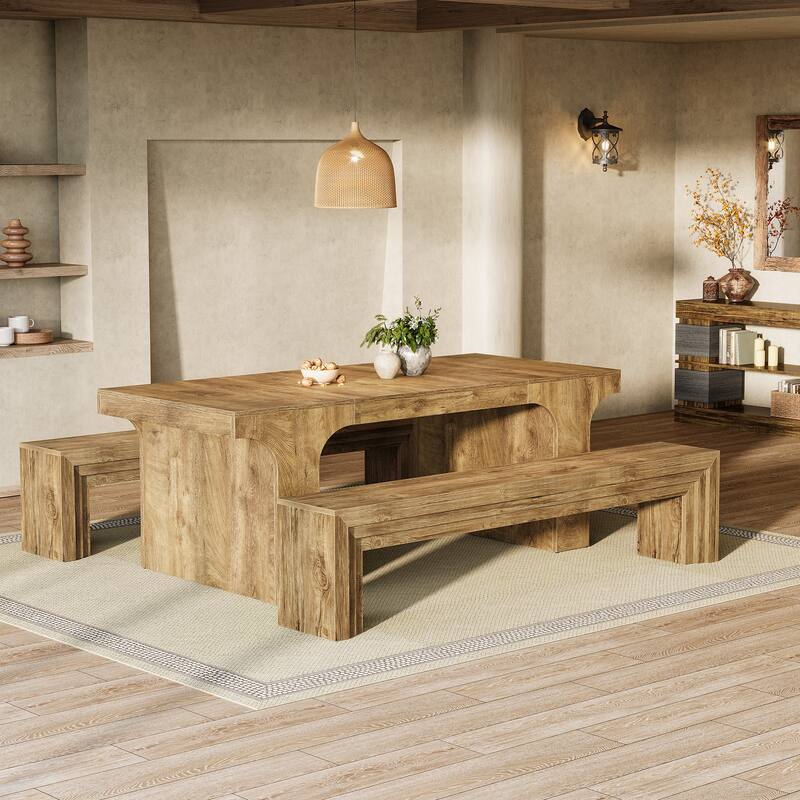 70.9-Inch Extra Long Dining Bench, Farmhouse Wooden Kitchen Bench